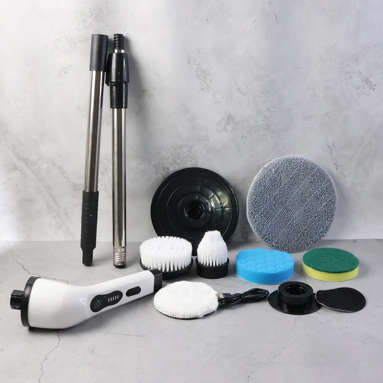 9 In 1 Rechargeable Electric Spin Scrubber with Telescopic Handle (1 Set) - Image 8