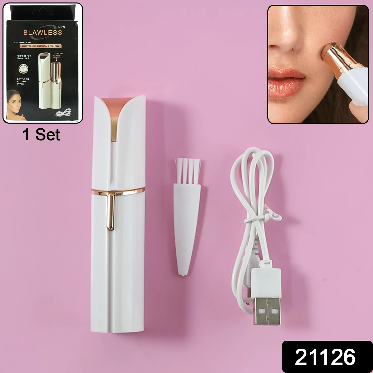 Rechargeable Facial Hair Remover Set for Women  – 1 Set - Image 2