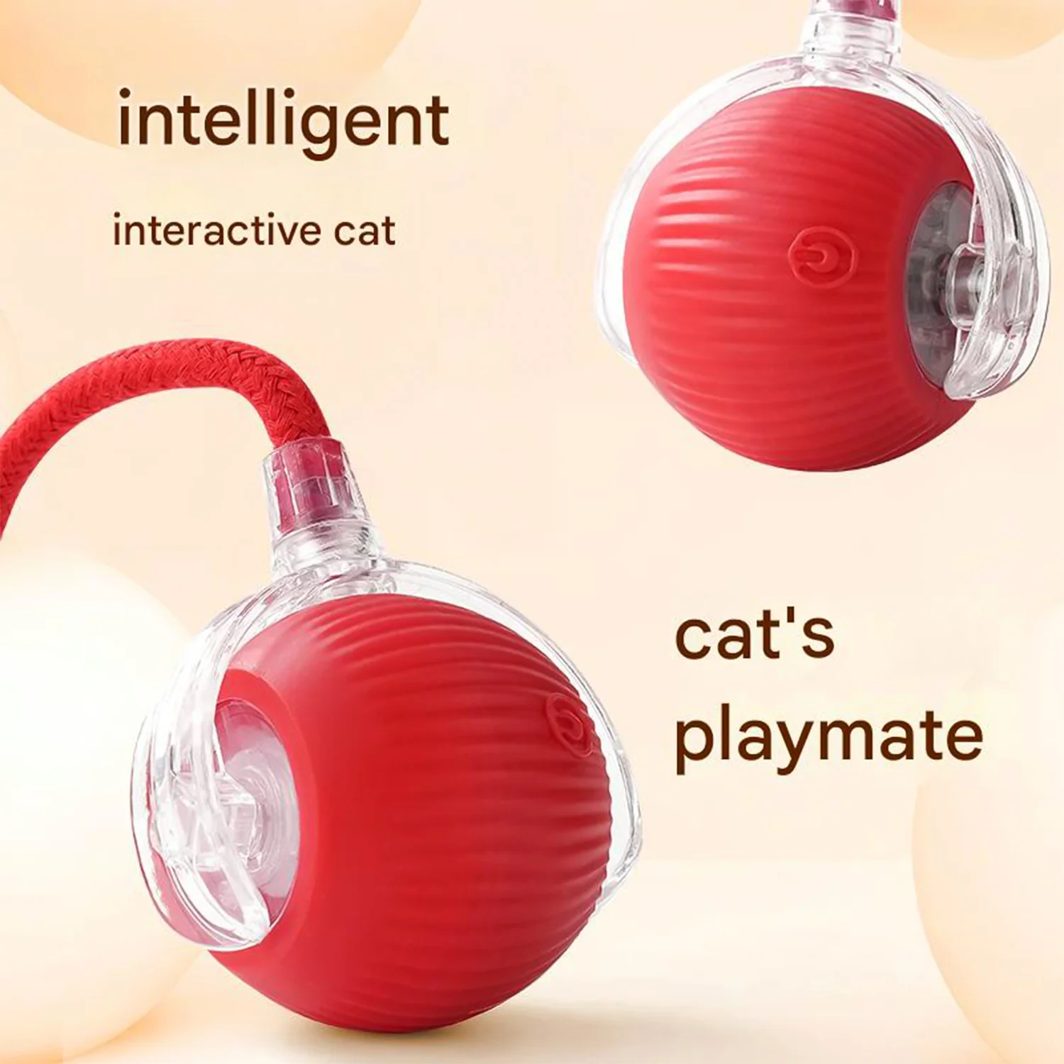 Rechargeable Interactive Cat Toy Ball with Detachable Tail and LED Light (1 Pc) - Image 6