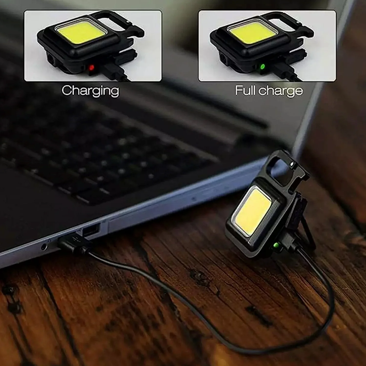 Mini Rechargeable Keychain Flashlight - 4 Light Modes Folding Bracket & Magnetic Base - Image 4