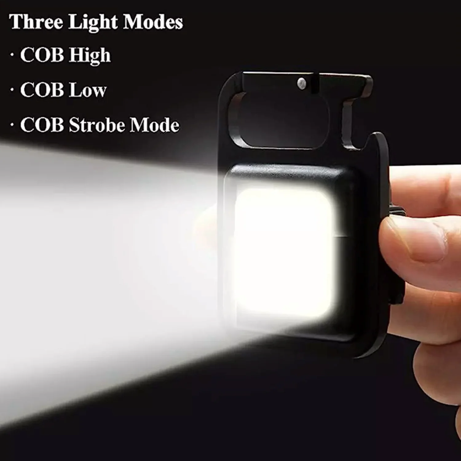 Mini Rechargeable Keychain Flashlight - 4 Light Modes Folding Bracket & Magnetic Base - Image 7