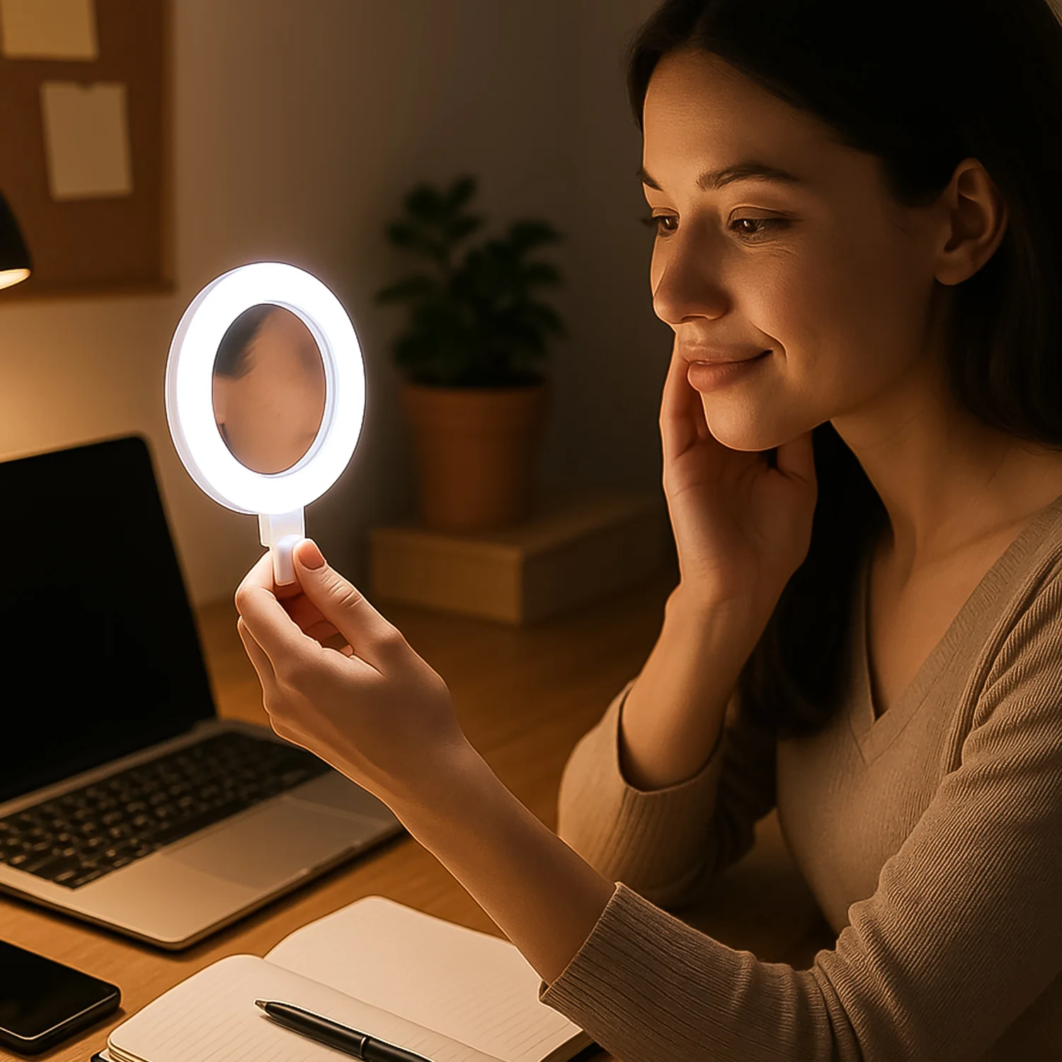 Rechargeable LED Selfie Ring Light for Mobile and Makeup Use (1 Pc) - Image 3