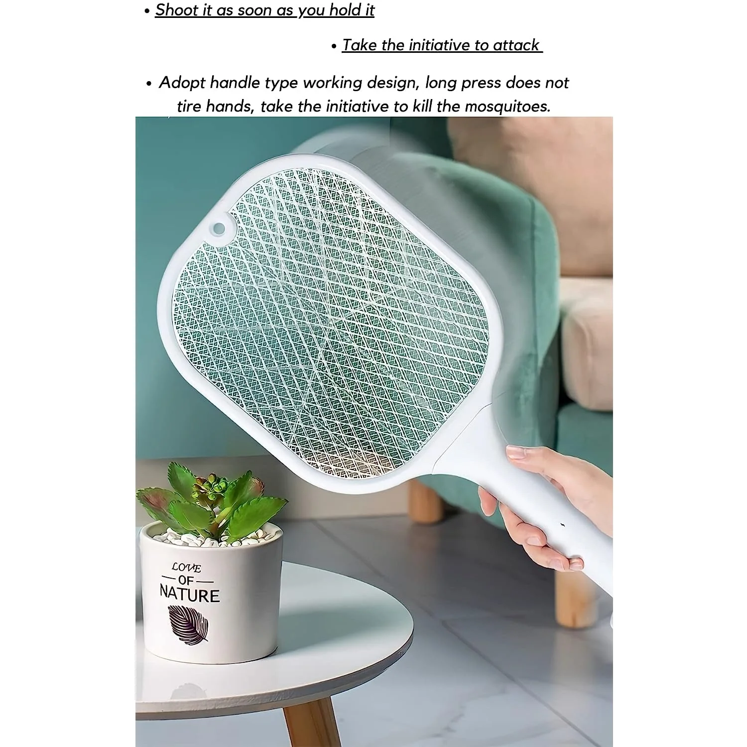 Rechargeable Mosquito Killer Racket with UV Light & USB Charging Base - Image 3