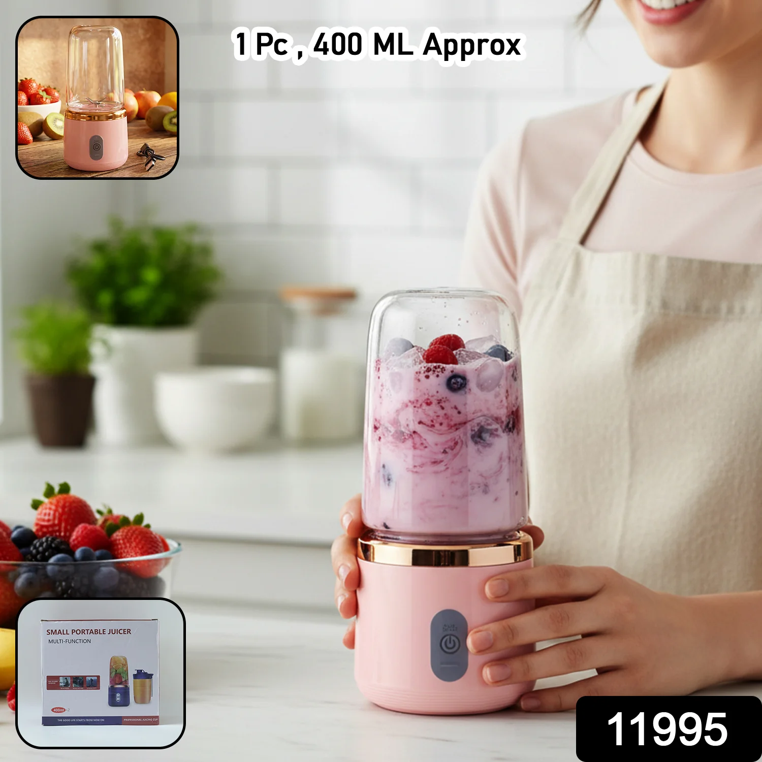 Rechargeable Portable Mini Juicer Blender Bottle Without Cup (1 Pc, 400 ML) - Image 2