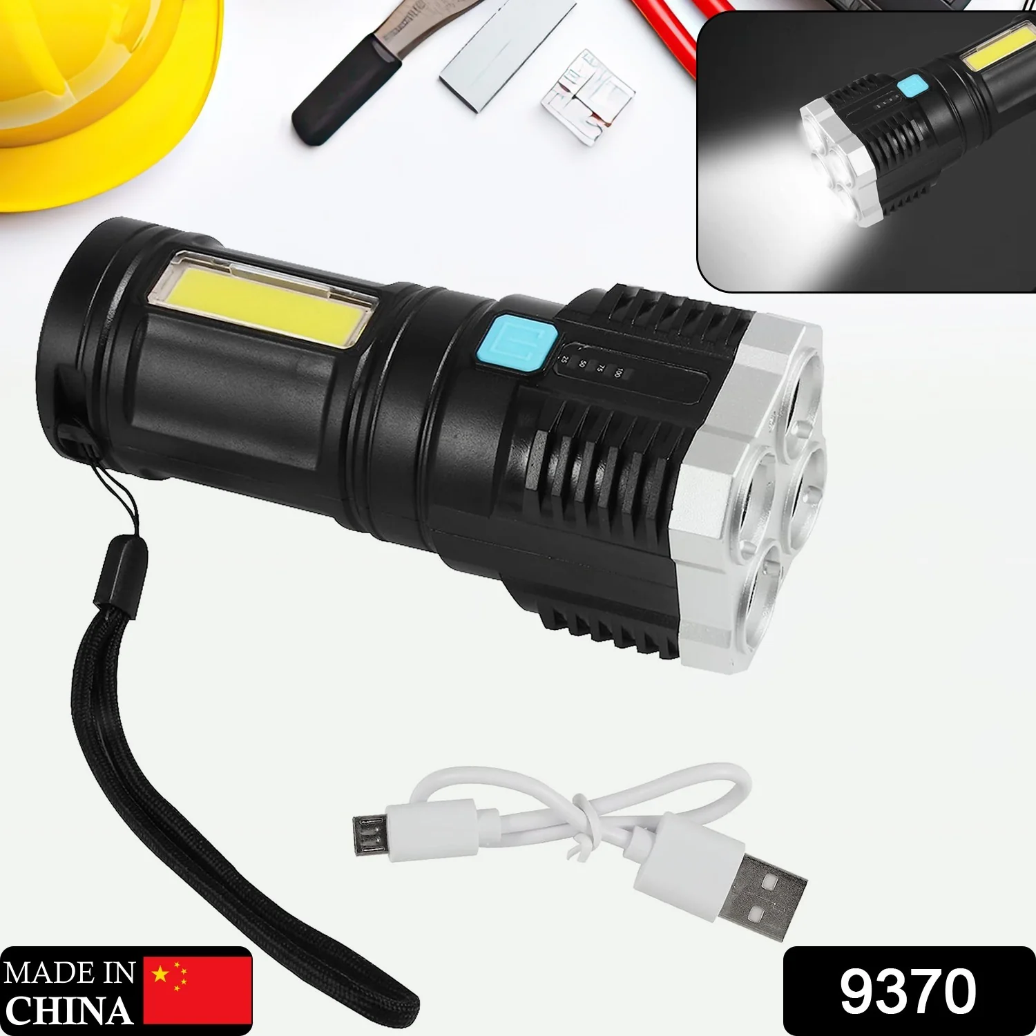 Rechargeable 4-LED Torch Light with 800 Lumens for Outdoor Use - Image 2