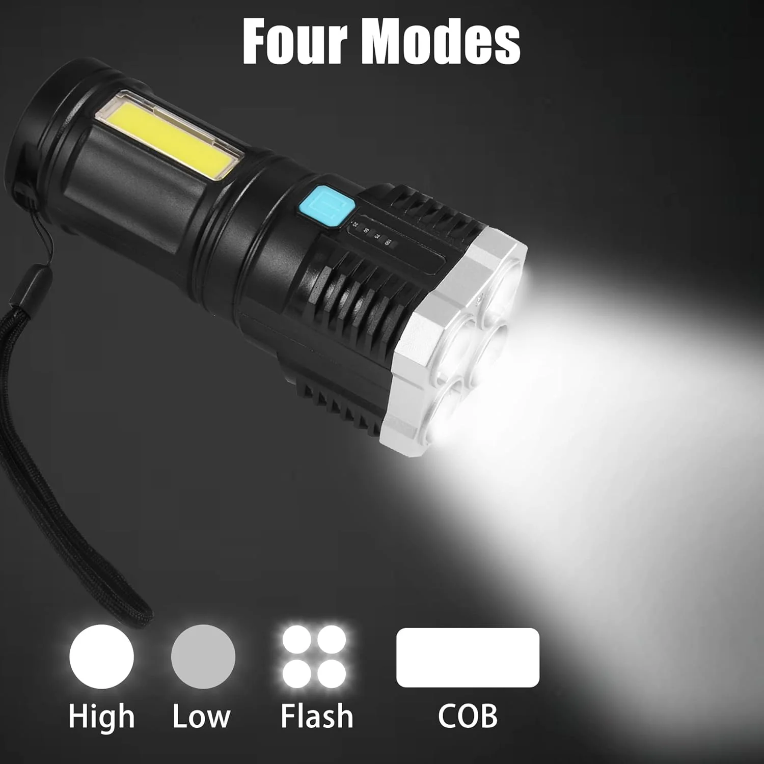 Rechargeable 4-LED Torch Light with 800 Lumens for Outdoor Use - Image 4