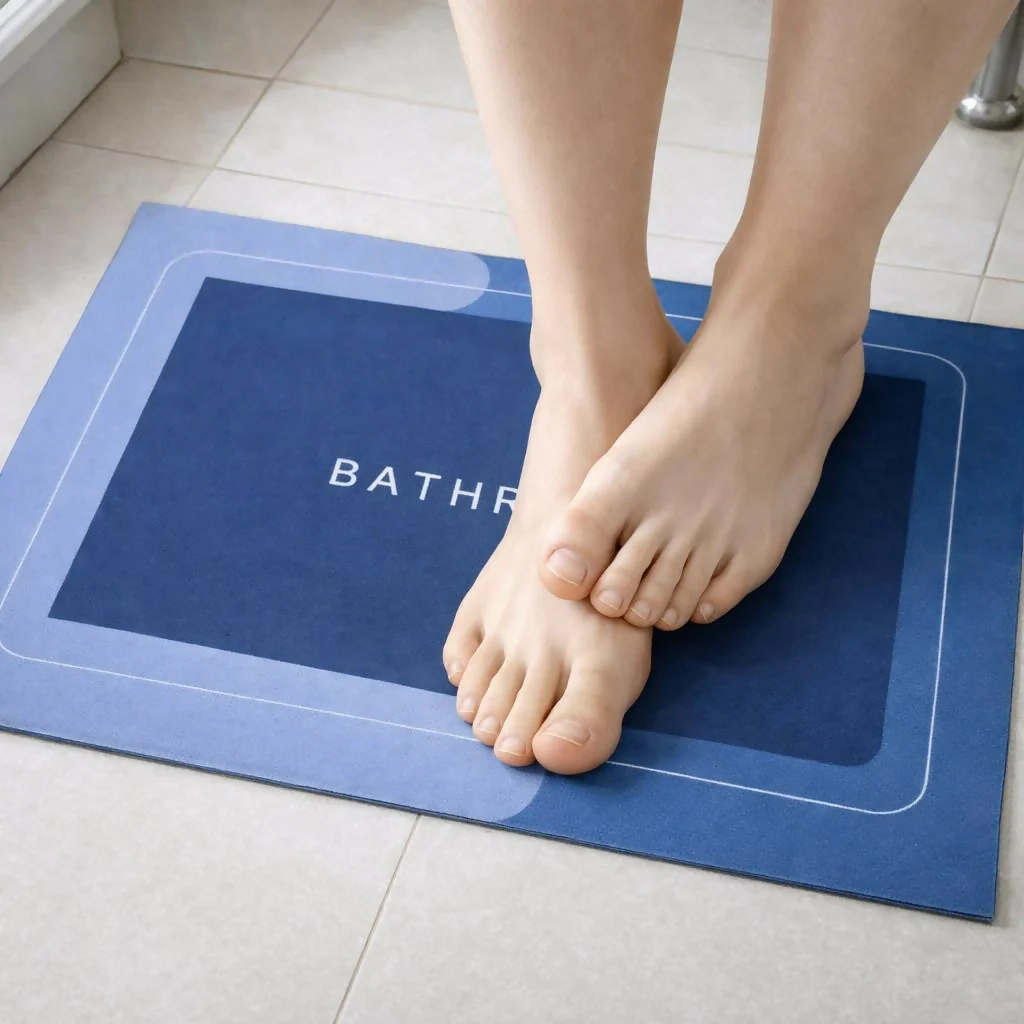 Rectangle B Grade Bathroom Mat – Waterproof Quick-Dry Floor Mat Blue (100Gm) - Image 2
