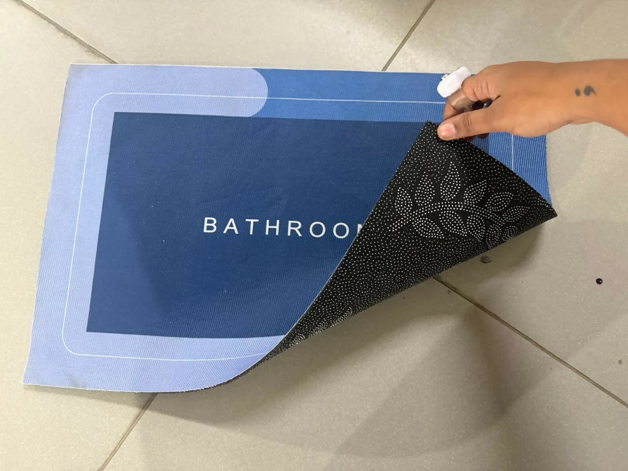 Rectangle B Grade Bathroom Mat – Waterproof Quick-Dry Floor Mat Blue (100Gm) - Image 3