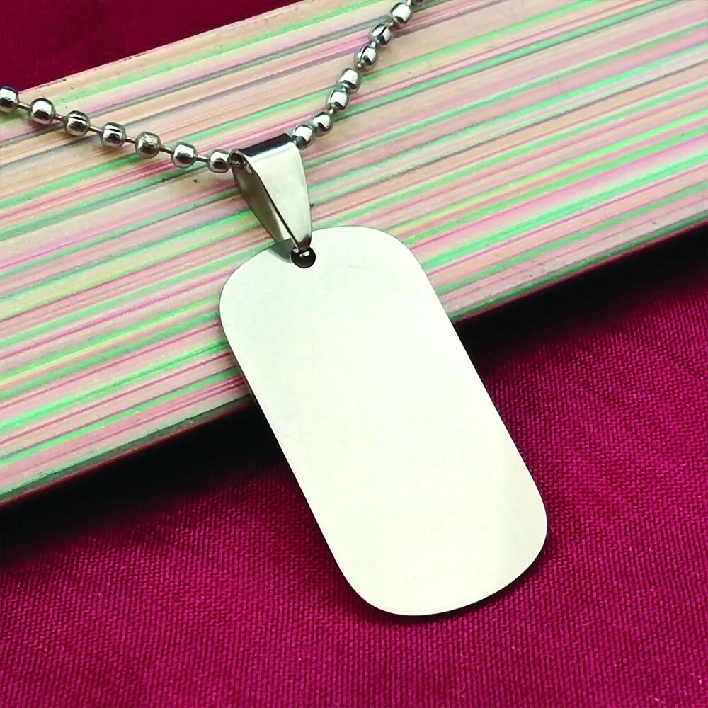 Rectangle Steel Chain Pendant For Men - Image 4