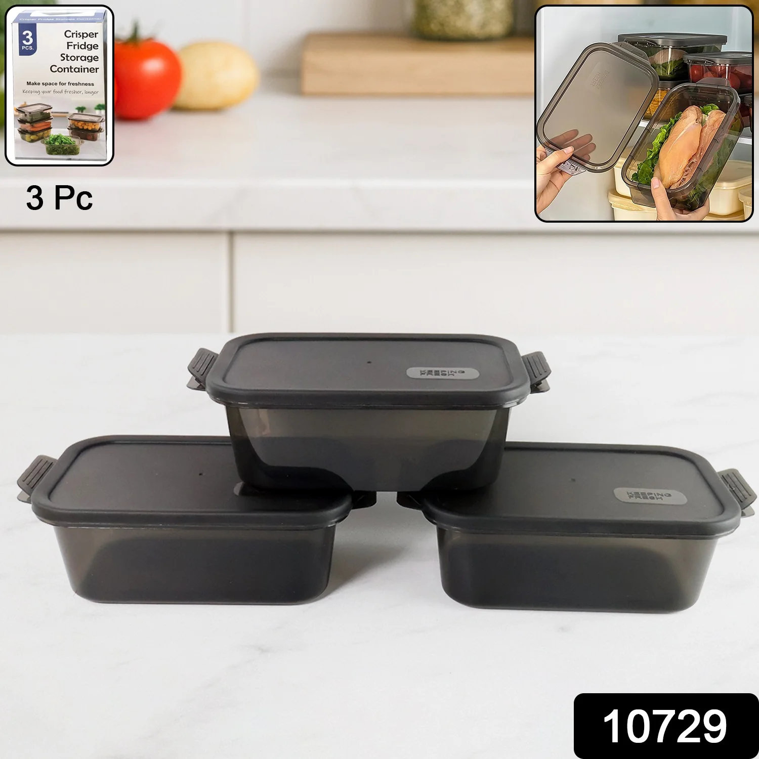 Rectangular Food Storage Containers - (3 Pc / Set) - Image 2