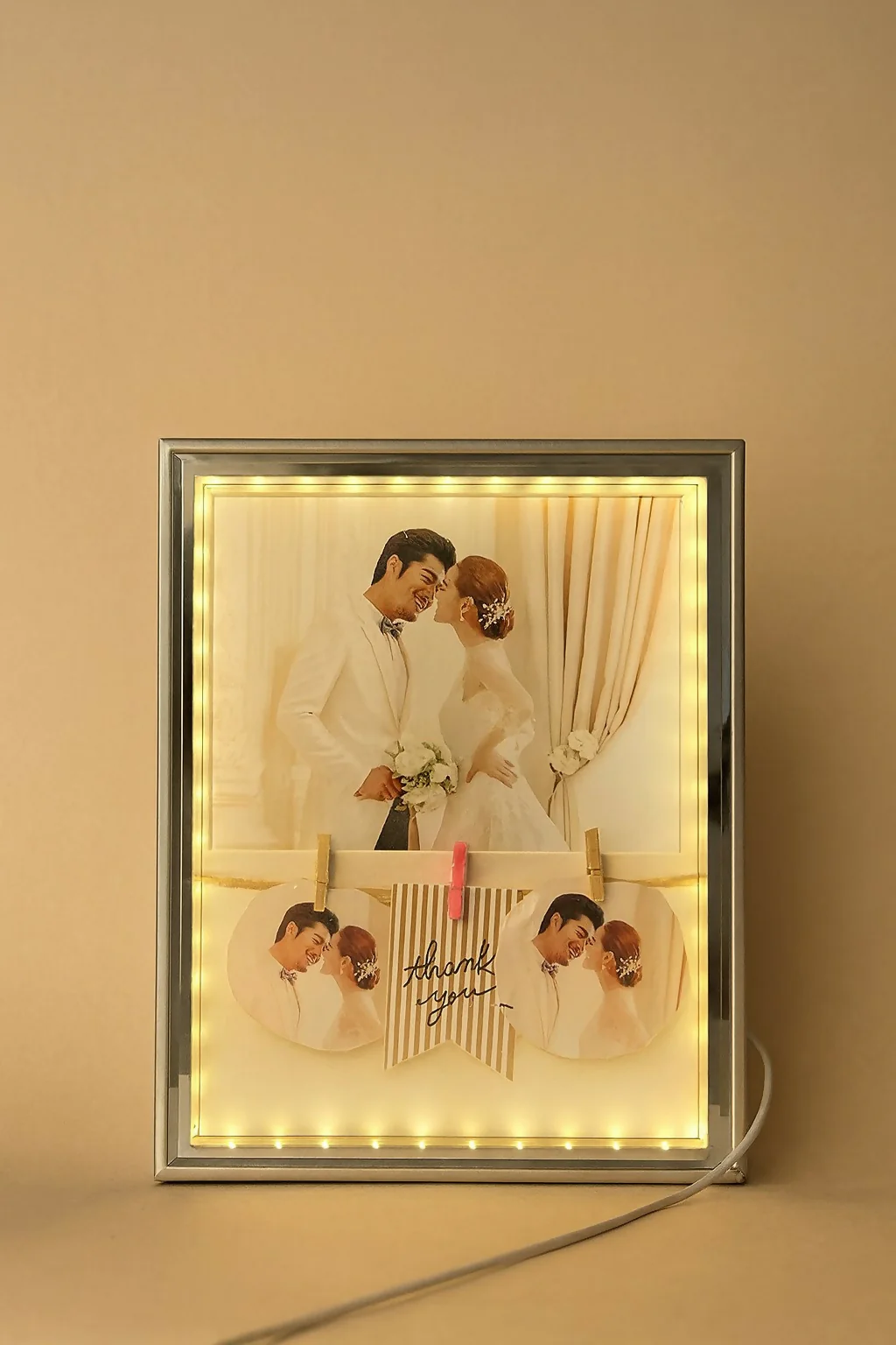 Rectangular LED Photo Frame Lamp with Love Design | Romantic Couple Night Light with Customized Pictures | Wedding Anniversary Valentine Gift Decorative Table Lamp for Bedroom & Home Décor - Image 2