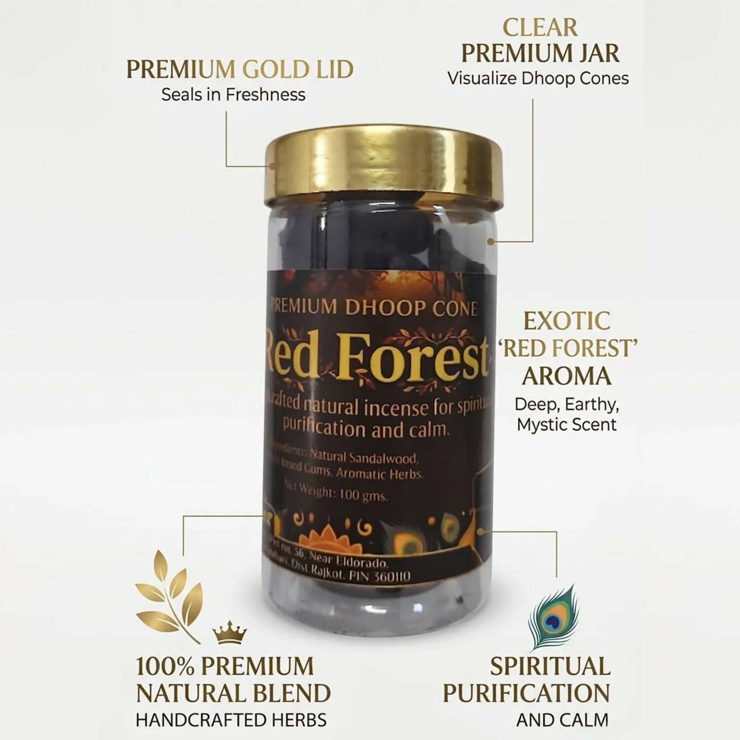 Red Forest Premium Dhoop Cones Natural Incense Cones for Spiritual & Aromatic Home Fragrance (100Gm) - Image 3