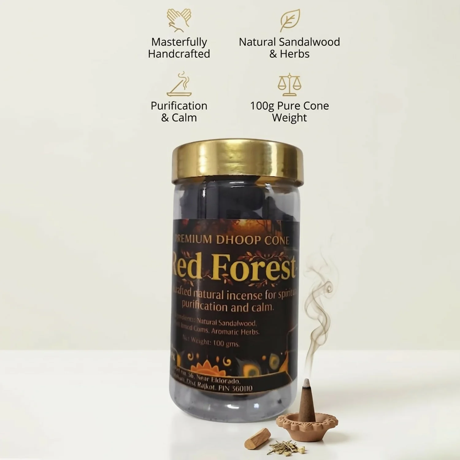 Red Forest Premium Dhoop Cones Natural Incense Cones for Spiritual & Aromatic Home Fragrance (100Gm) - Image 4