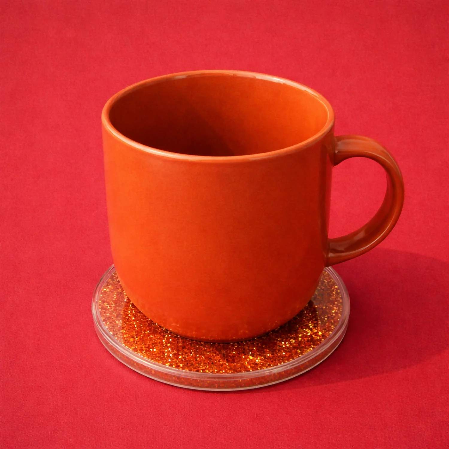 Red Glitter Resin Tea Coaster for Cup & Mug ( MUG NOT INCLUDED) - Image 2