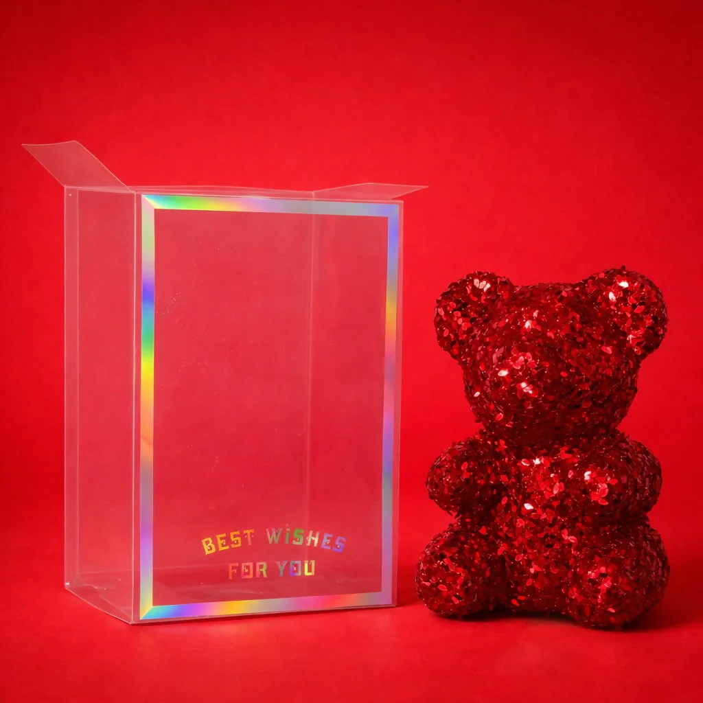 Red Glitter Teddy Bear Showpiece with Gift Display Box - Image 4