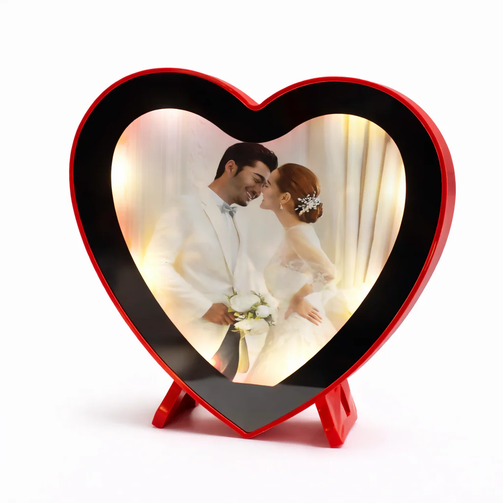 Red Heart Shape LED Night Lamp with Stand for Bedroom Table Decor - Image 2