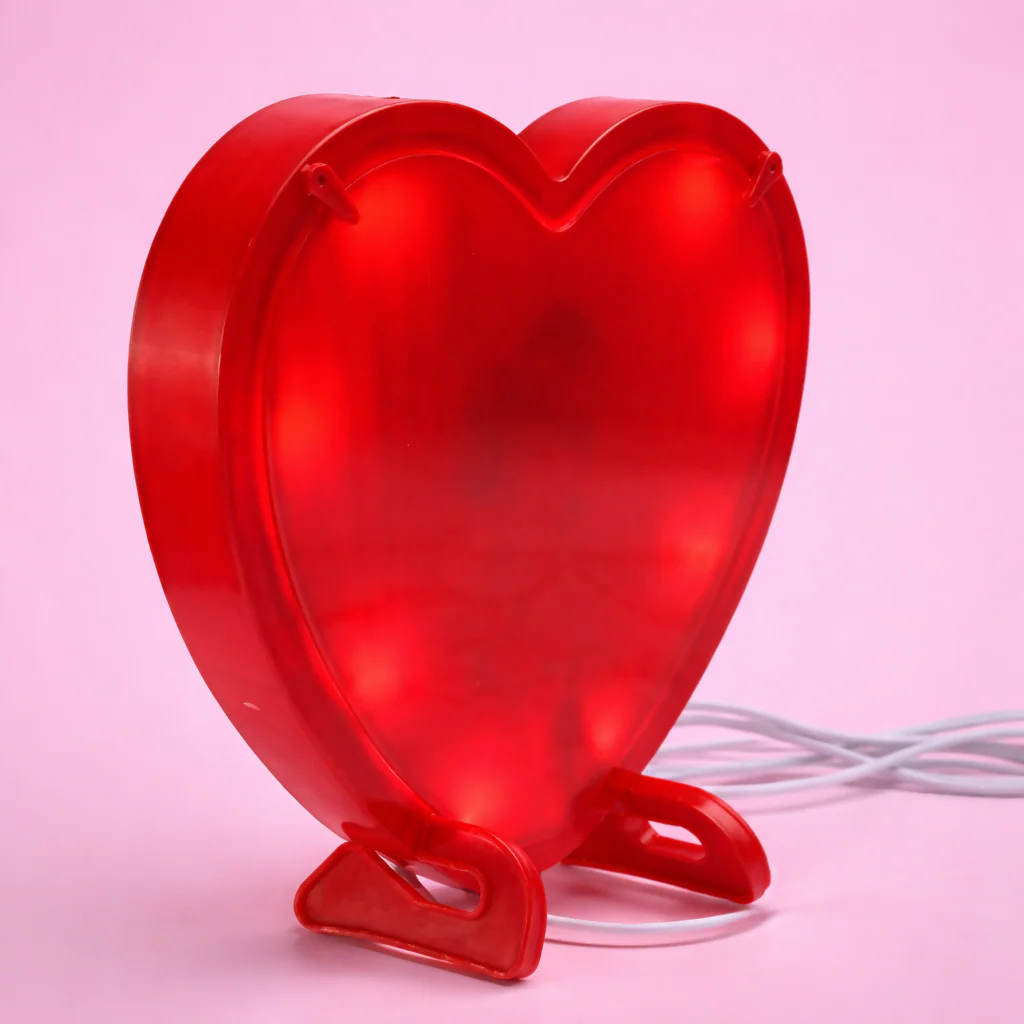 Red Heart Shape LED Night Lamp with Stand for Bedroom Table Decor - Image 4