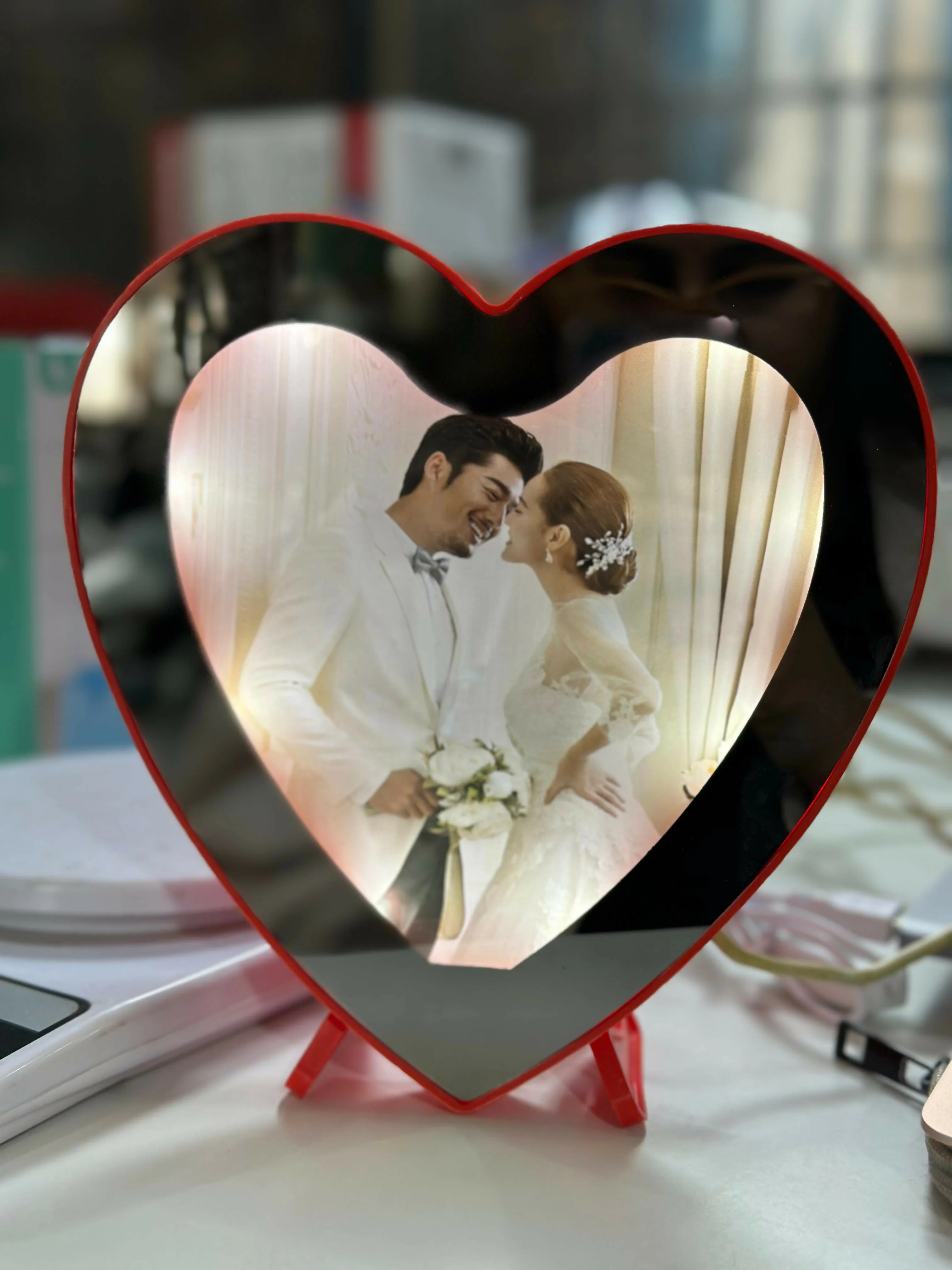 Red Heart Shape LED Night Lamp with Stand for Bedroom Table Decor - Image 6