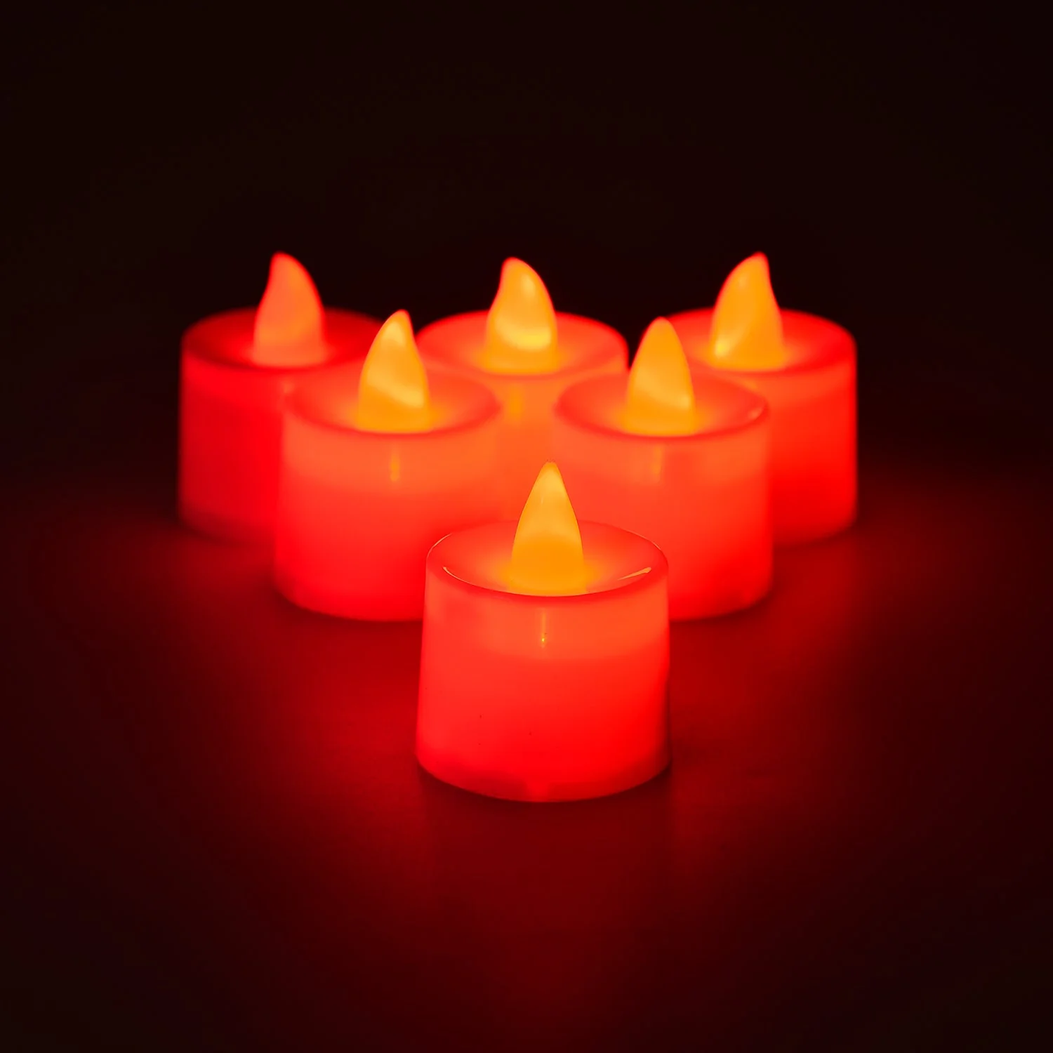 Red LED Tealights Smokeless Flameless Candles for Home Decor, Diwali (24 Pcs) - Image 3