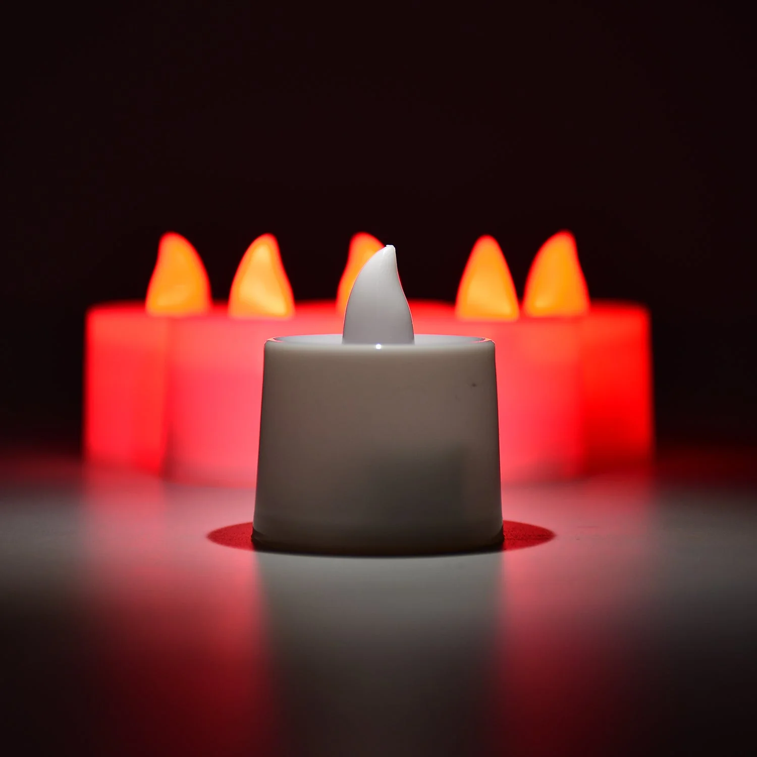 Red LED Tealights Smokeless Flameless Candles for Home Decor, Diwali (24 Pcs) - Image 5