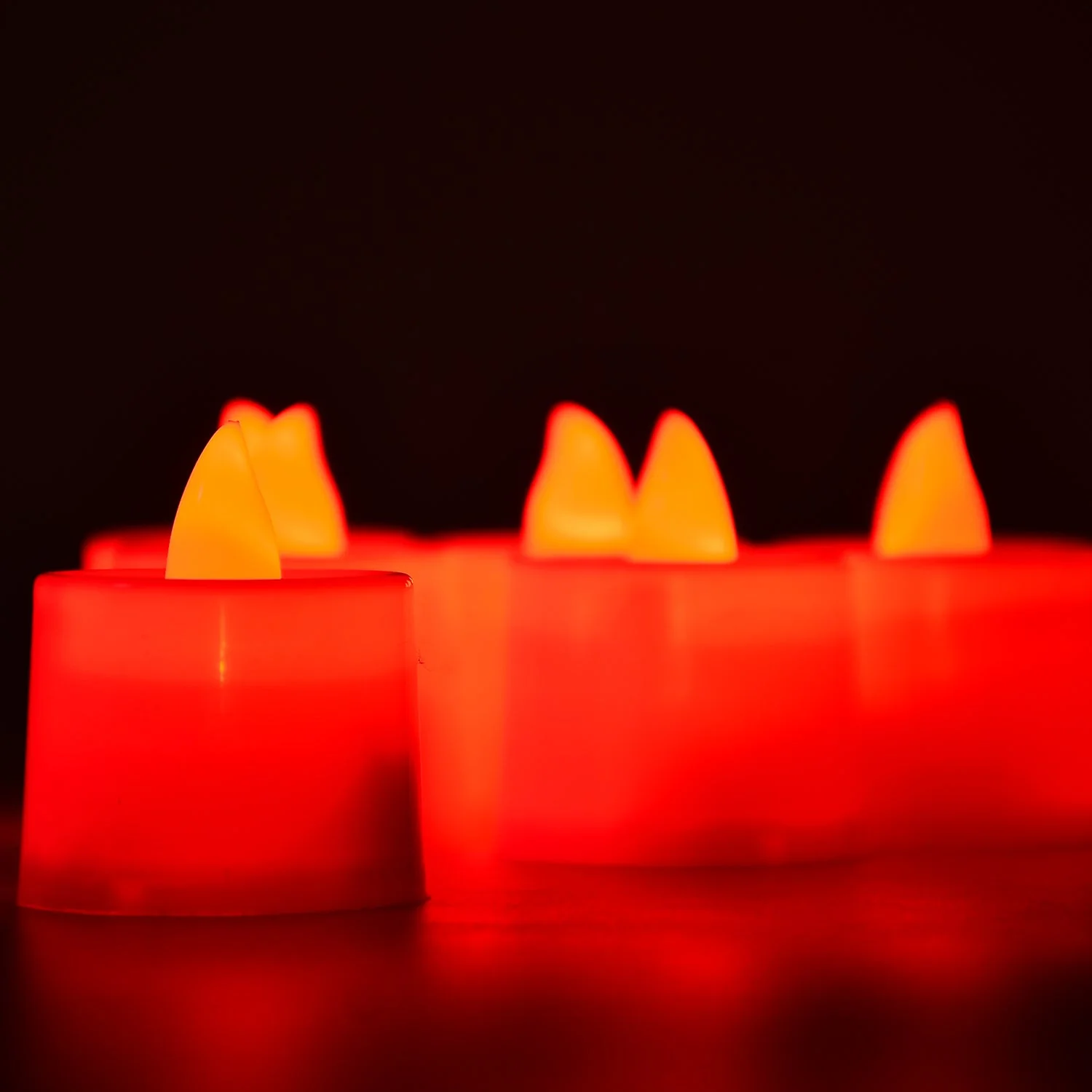 Red LED Tealights Smokeless Flameless Candles for Home Decor, Diwali (24 Pcs) - Image 6