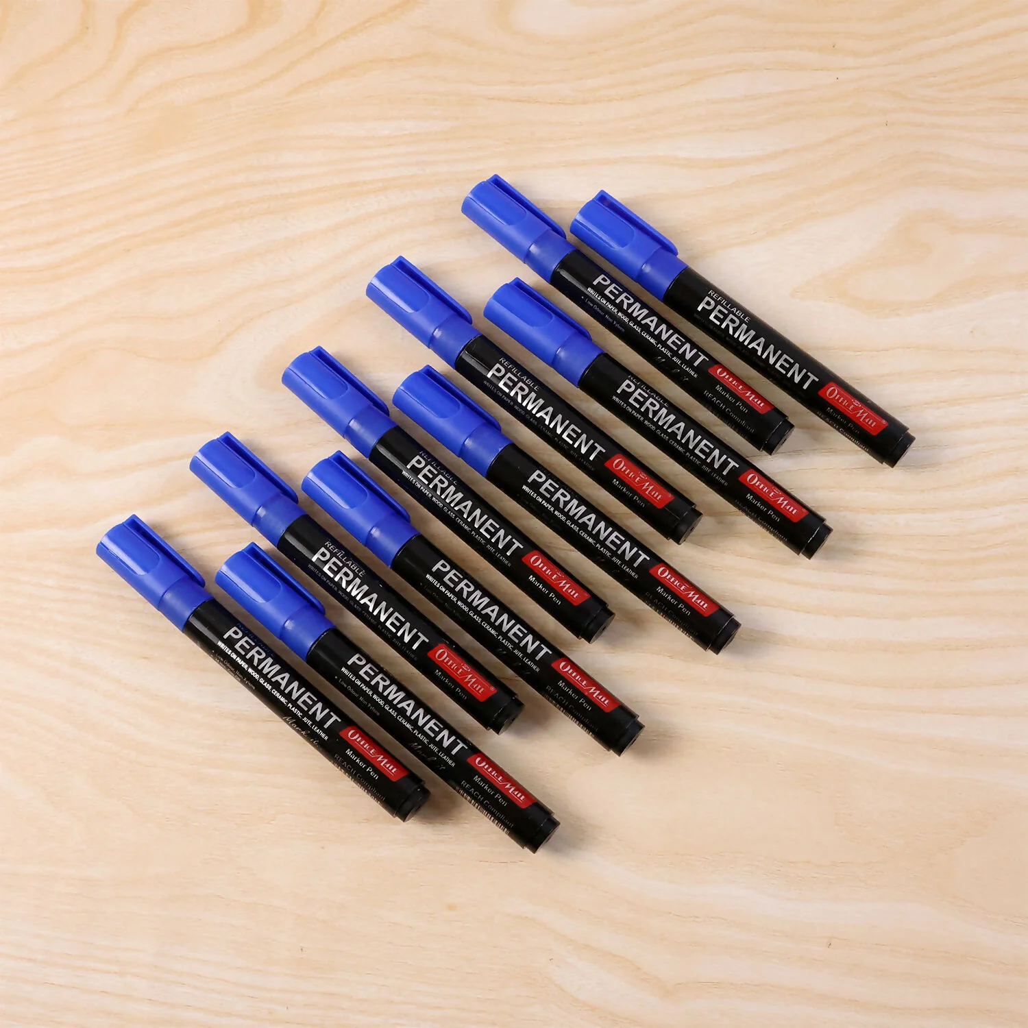 Refillable Permanent Marker Pen – Blue Ink, 10 Piece Combo - Image 6