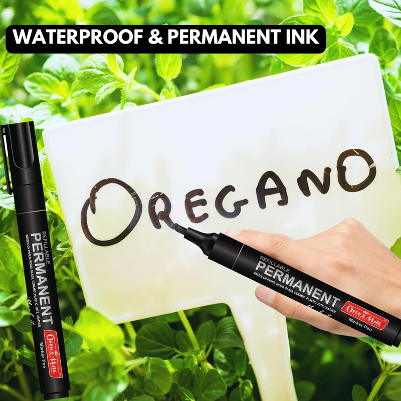 Refillable Permanent Black Marker Pen Set (10 Pcs) – Waterproof, Bullet Tip - Image 4