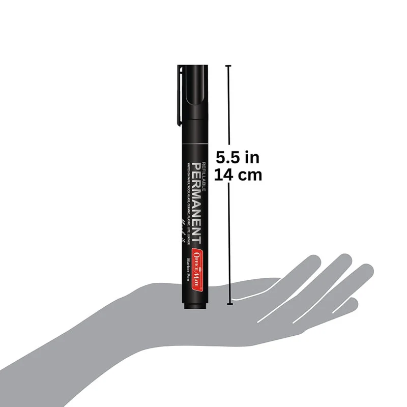 Refillable Permanent Black Marker Pen Set (10 Pcs) – Waterproof, Bullet Tip - Image 6