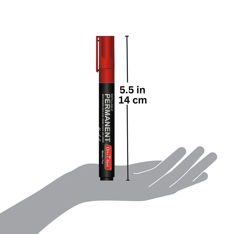 Refillable Permanent Marker Pens Red Ink (10 Pcs) – Bullet Tip, Multi-Surface - Image 5
