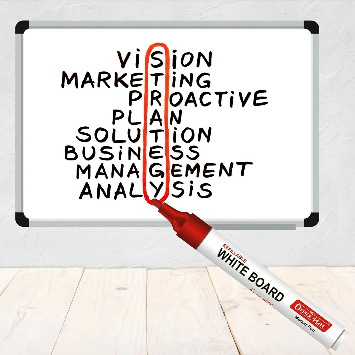 Refillable Red Whiteboard Marker Pen Set of 10 with Bullet Tip for Office, School & Teaching Use - Image 3