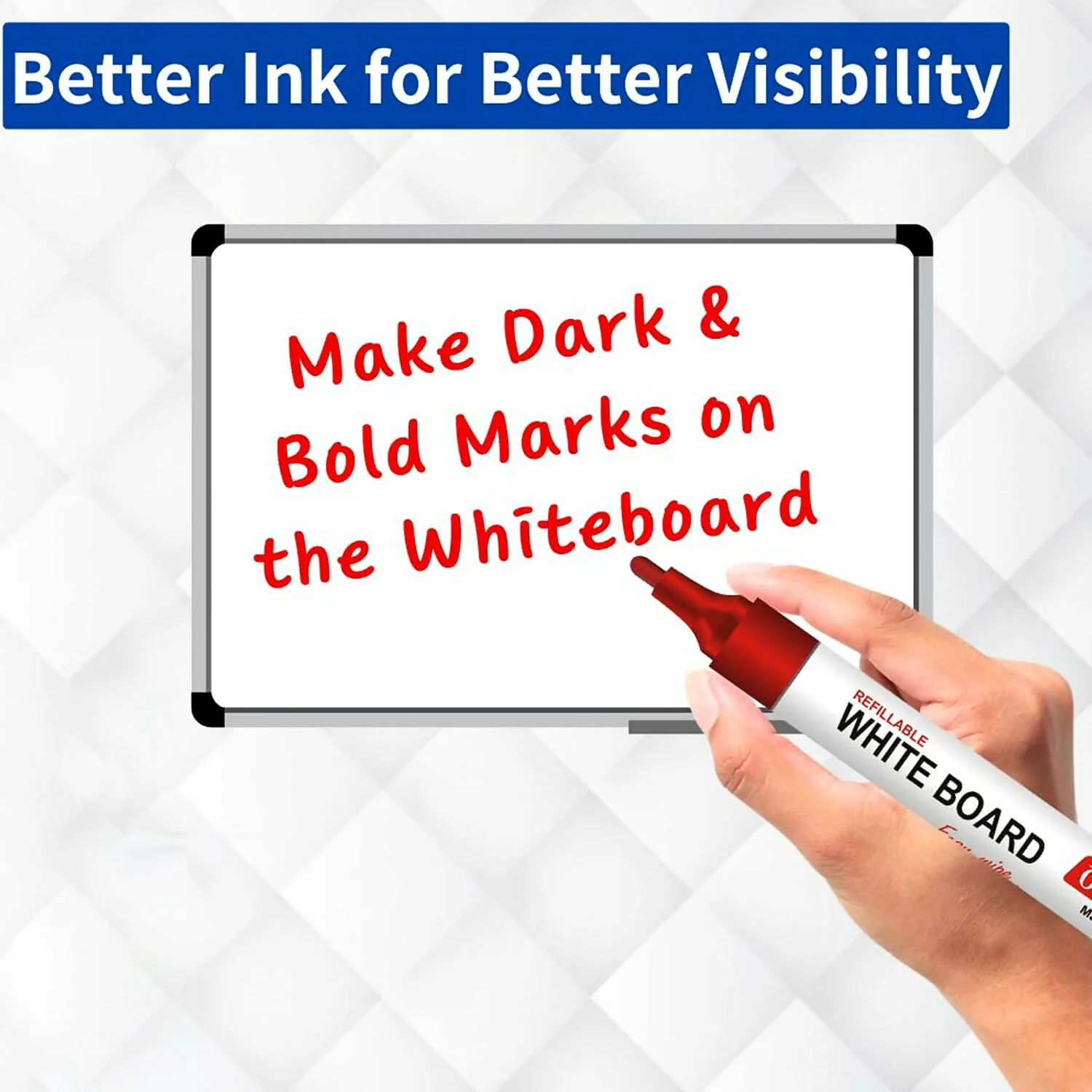 Refillable Red Whiteboard Marker Pen Set of 10 with Bullet Tip for Office, School & Teaching Use - Image 4