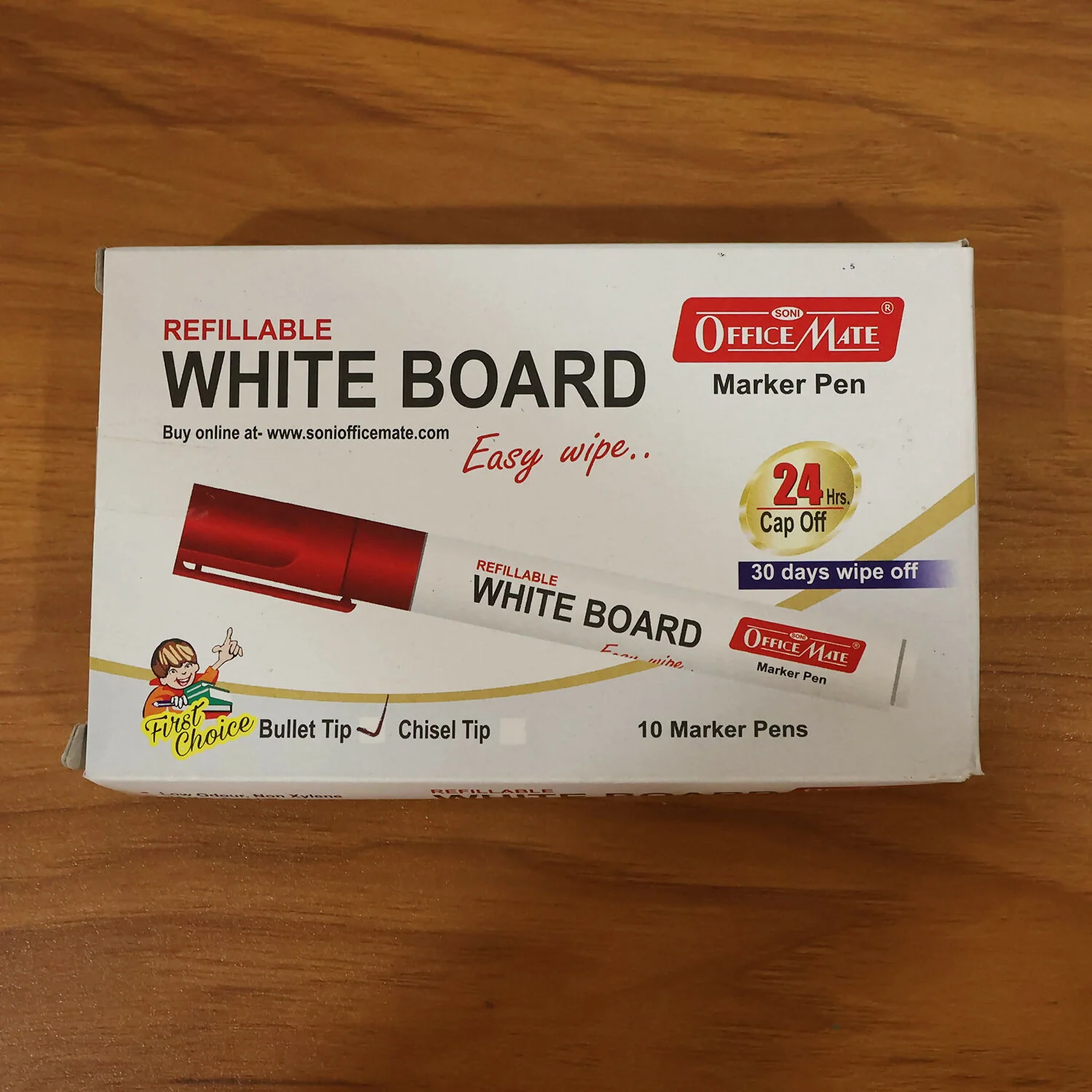 Refillable Red Whiteboard Marker Pen Set of 10 with Bullet Tip for Office, School & Teaching Use - Image 7