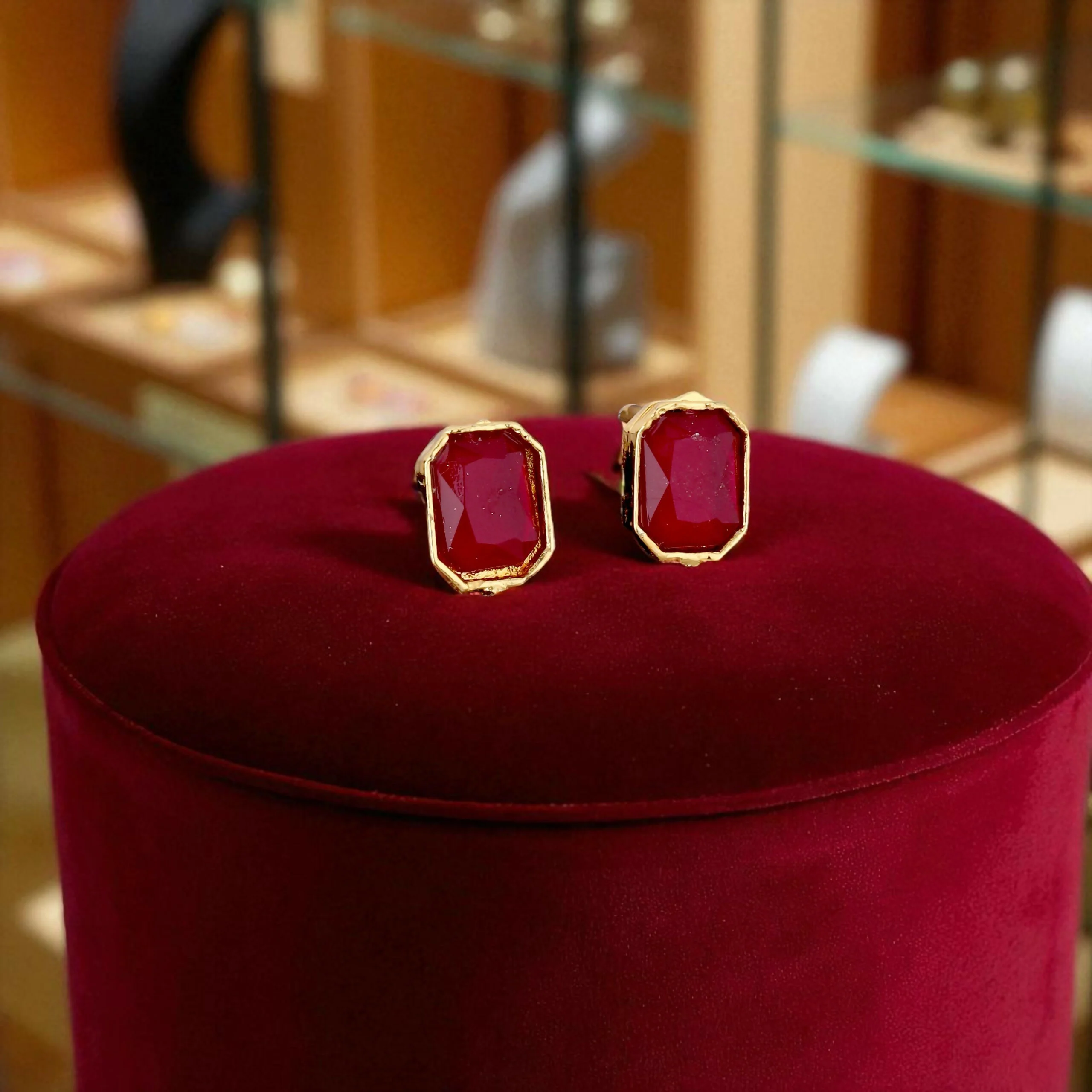 Regal Gold-Toned Choker Set with Ruby/Maroon Stones - Image 4