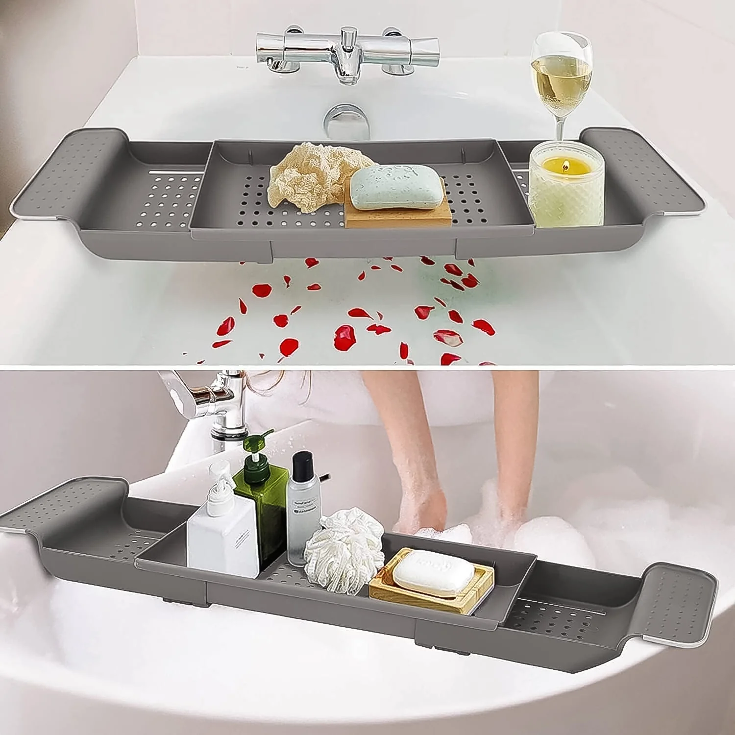 Retractable Bath Caddy, Retractable (78 Cm Long Adjust / 1 Pc / With White Box) - Image 3