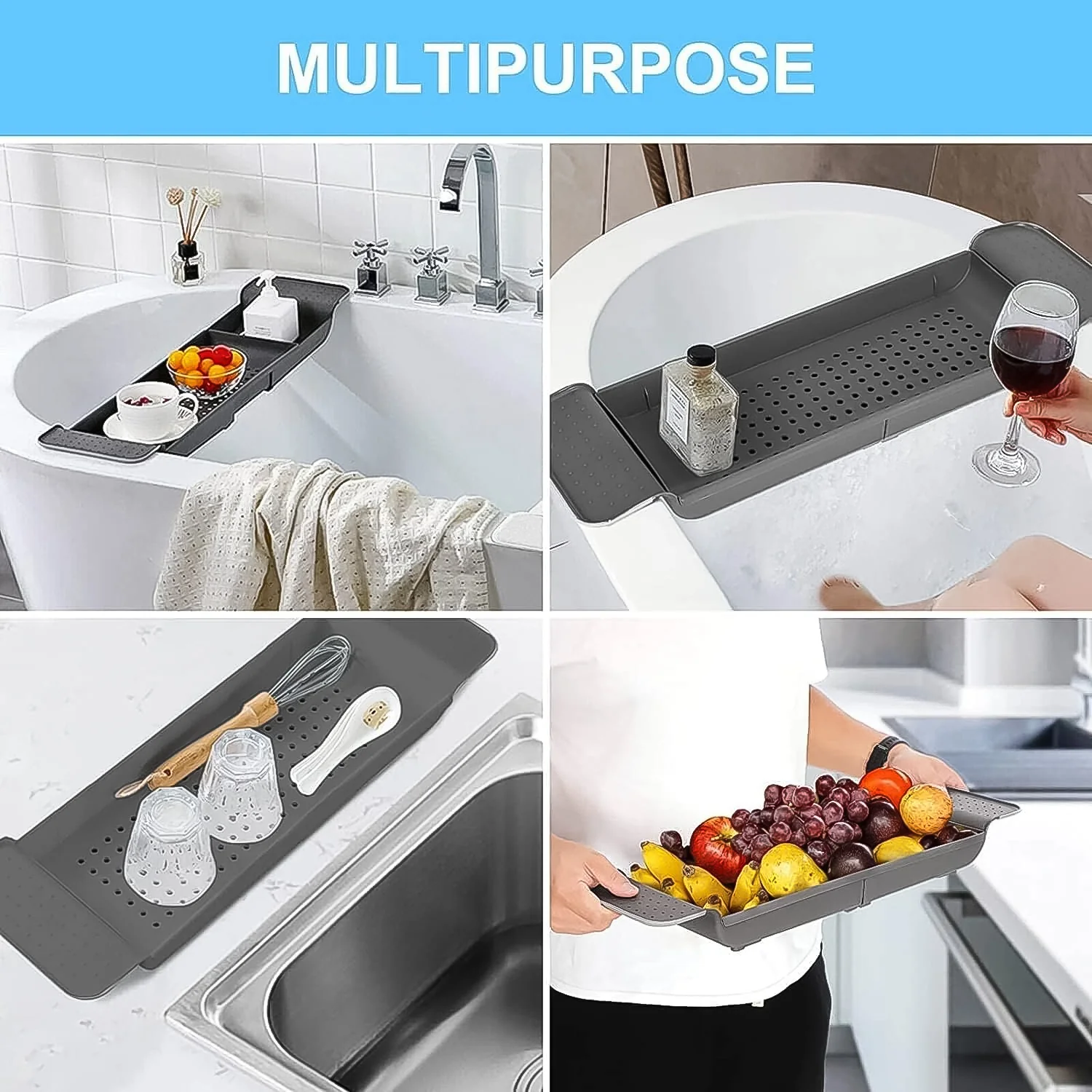 Retractable Bath Caddy, Retractable (78 Cm Long Adjust / 1 Pc / With White Box) - Image 7