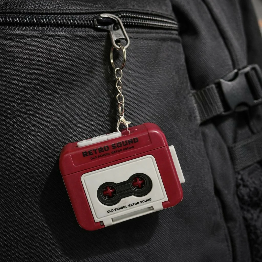 Retro Cassette Tape Sound Keychain Toy with Click Button