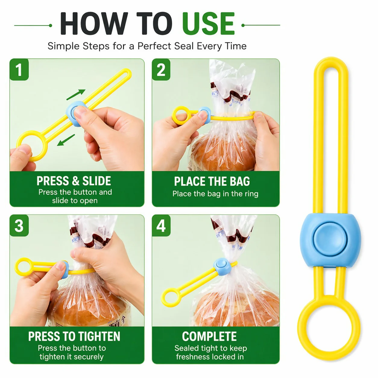 Reusable Bag Sealing Clip Food Storage Lock Strap (Color may vary) - Image 6