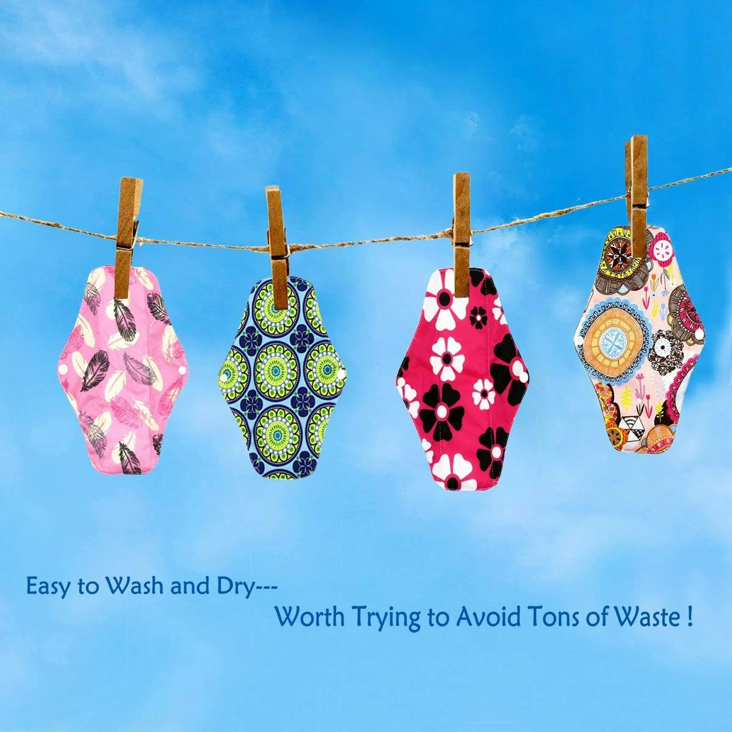 Reusable Cloth Sanitary Pads for Women (4 Pc) - Image 4