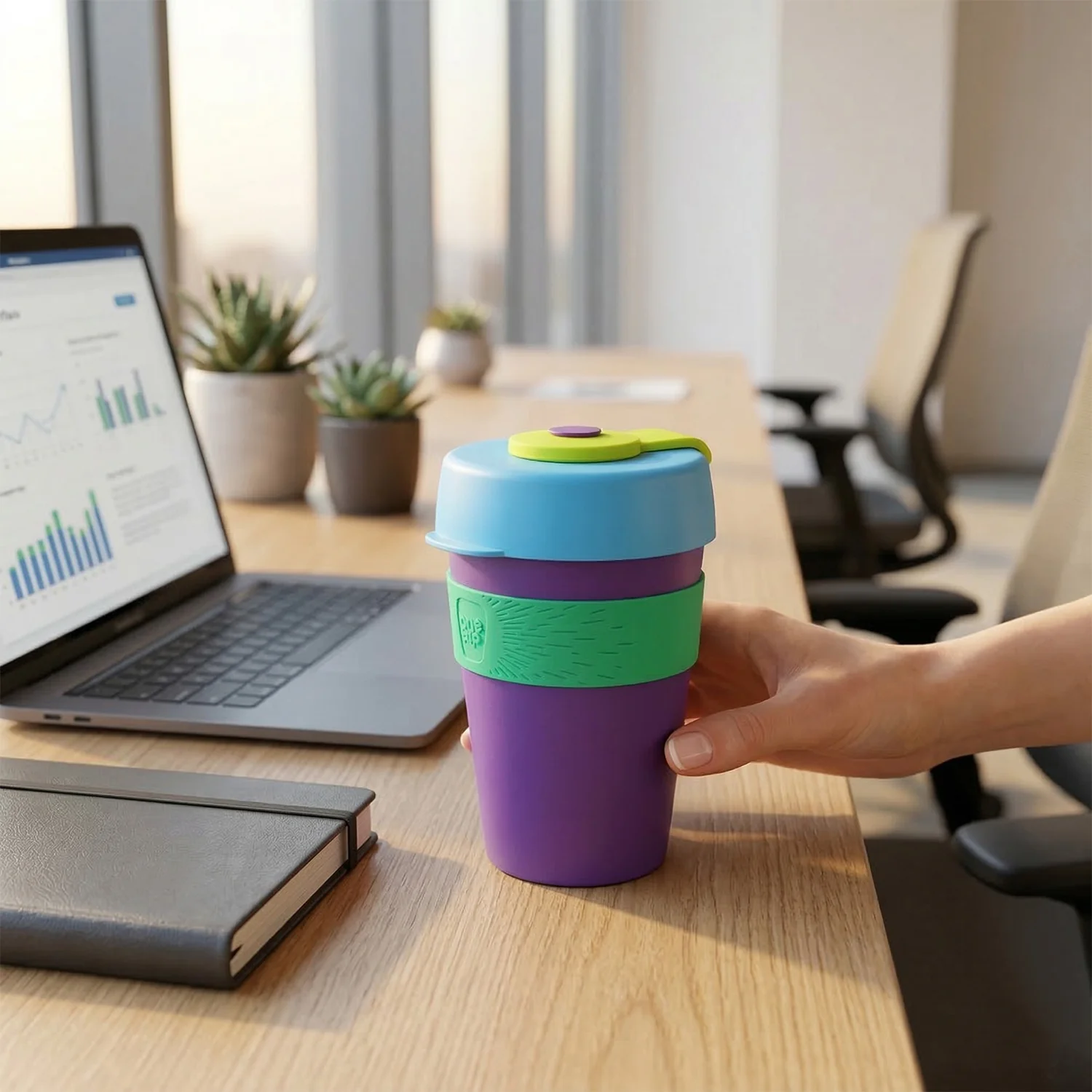 Reusable Colorful Travel Mug with Secure Silicone Lid (1 Pc, 400 ML) - Image 4