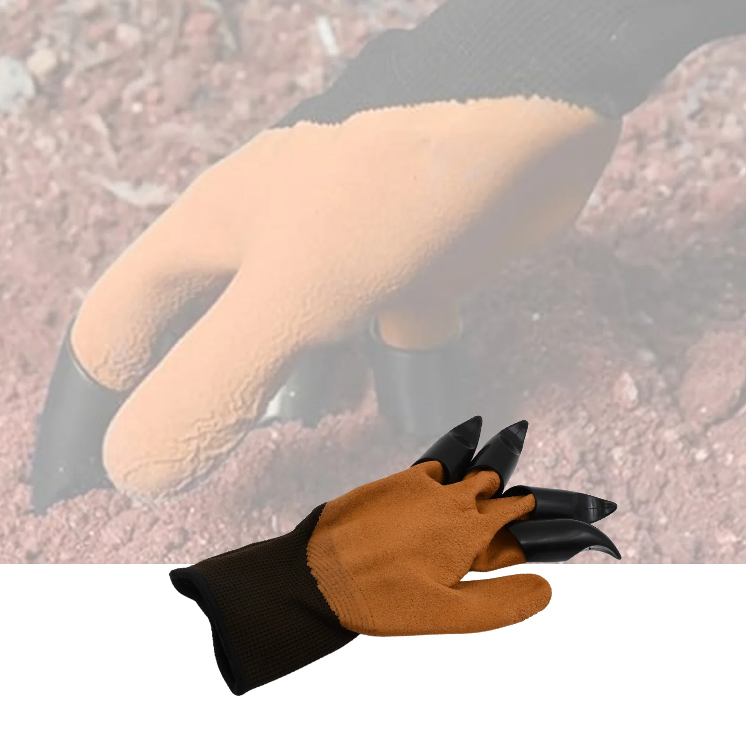 Garden Farming Gloves With Hand Fingertips & Plastic Claws (1 Pair) - Image 3