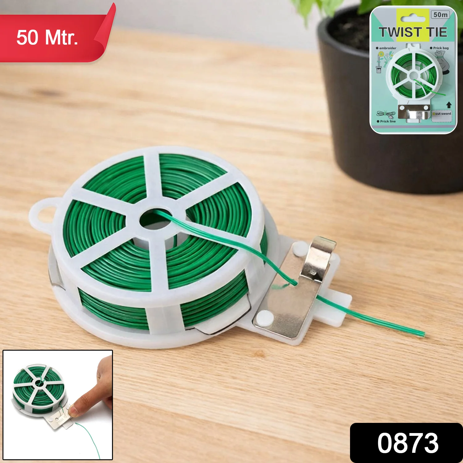 Reusable Green Twist Tie Roll (50 Meter Length) - Image 2
