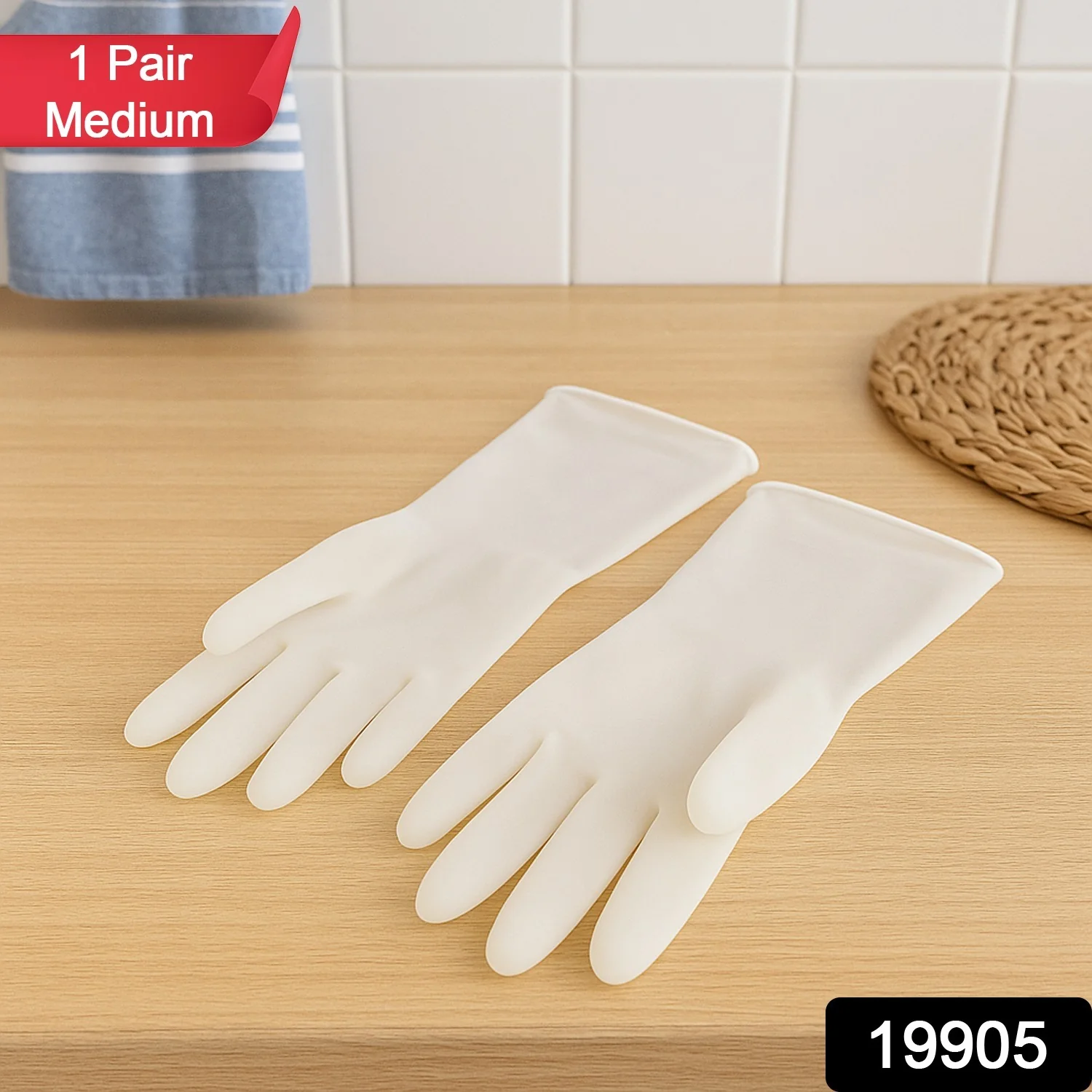 Medium Reusable Household Cleaning Gloves - (2 Pc / Set) - Image 2