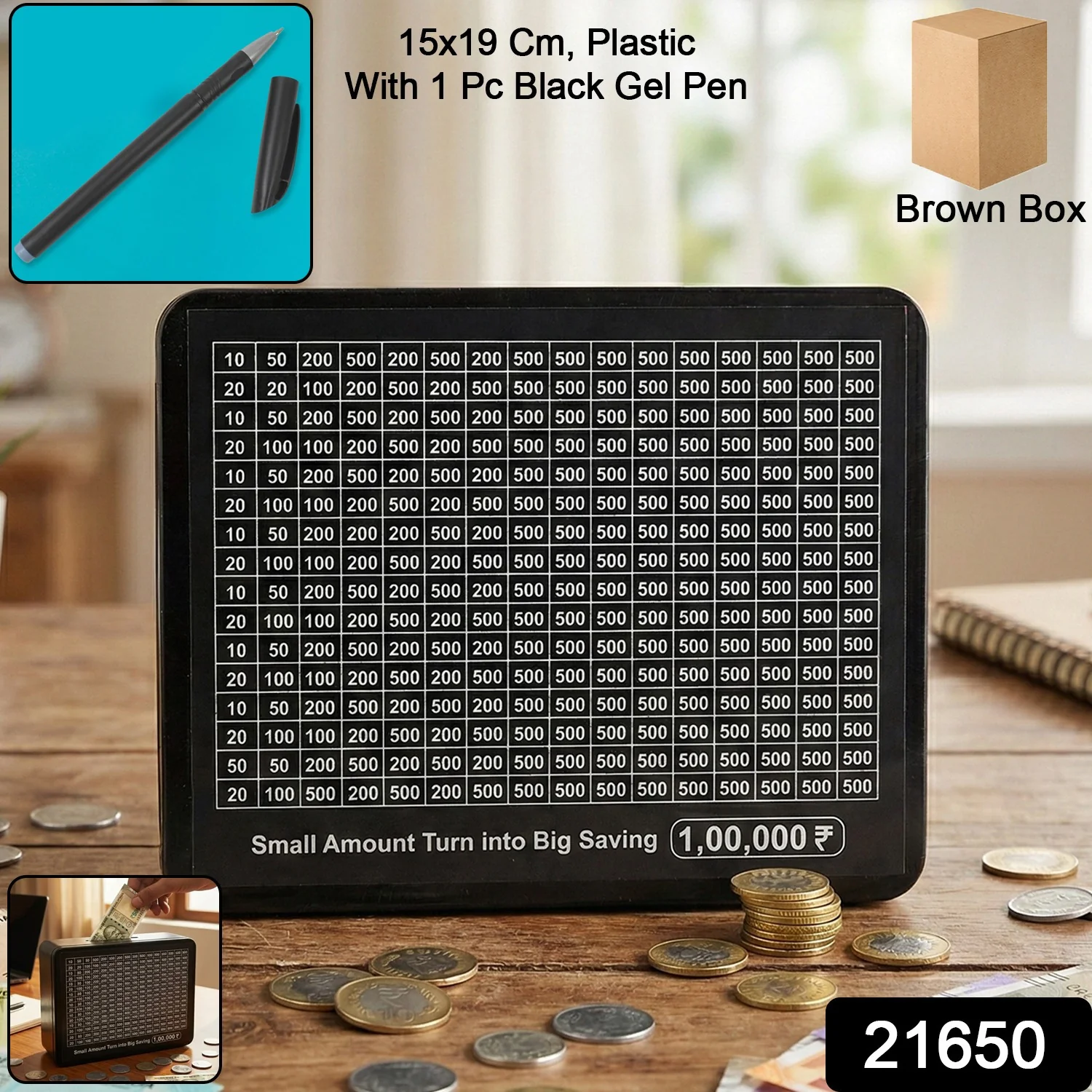 Reusable Money Saving Piggy Bank with Black Gel Pen (15 × 19 cm, 1 Pc) - Image 2