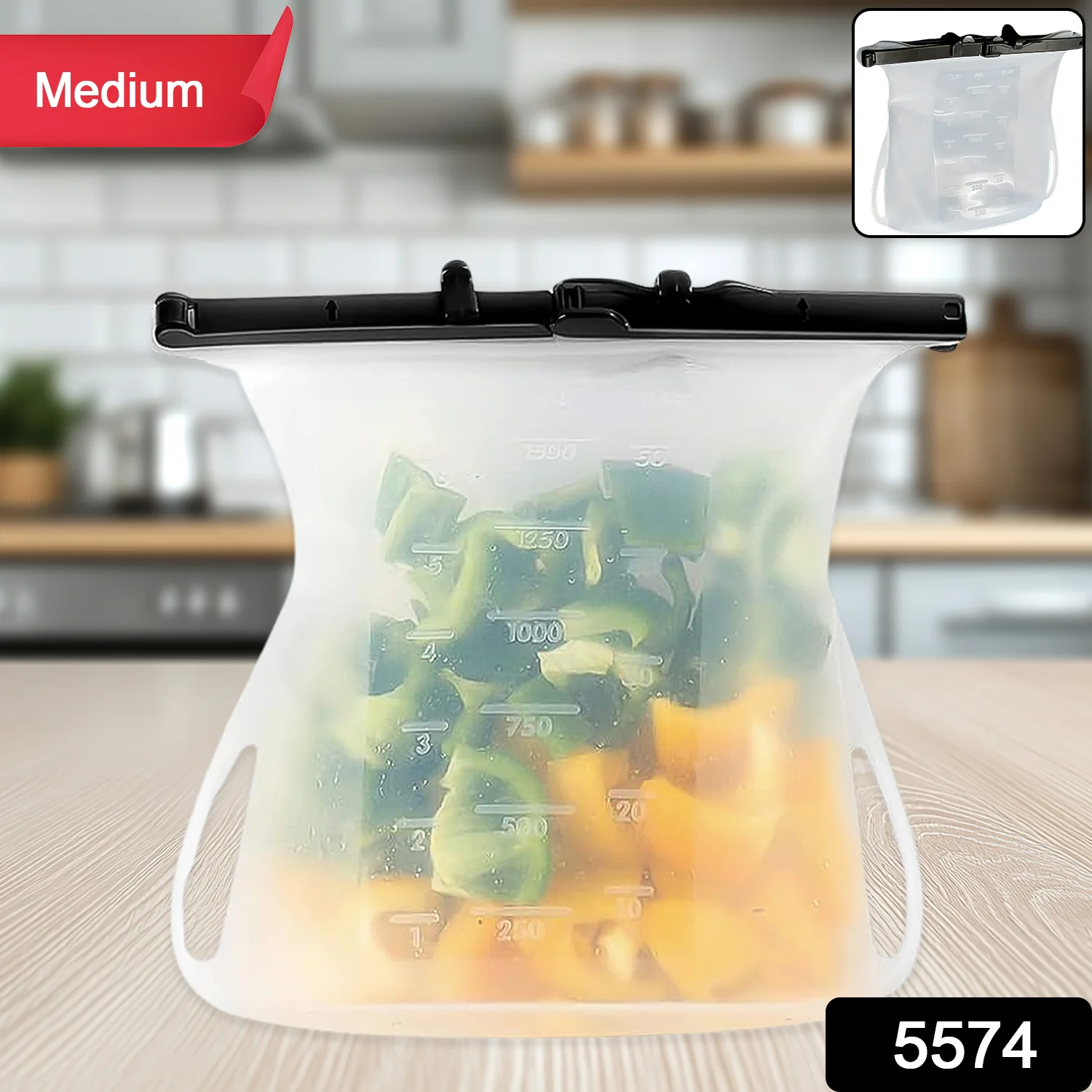 Silicone Food Bag – Leakproof, Flat Bottom, BPA-Free, Microwave & Dishwasher Safe - Image 2