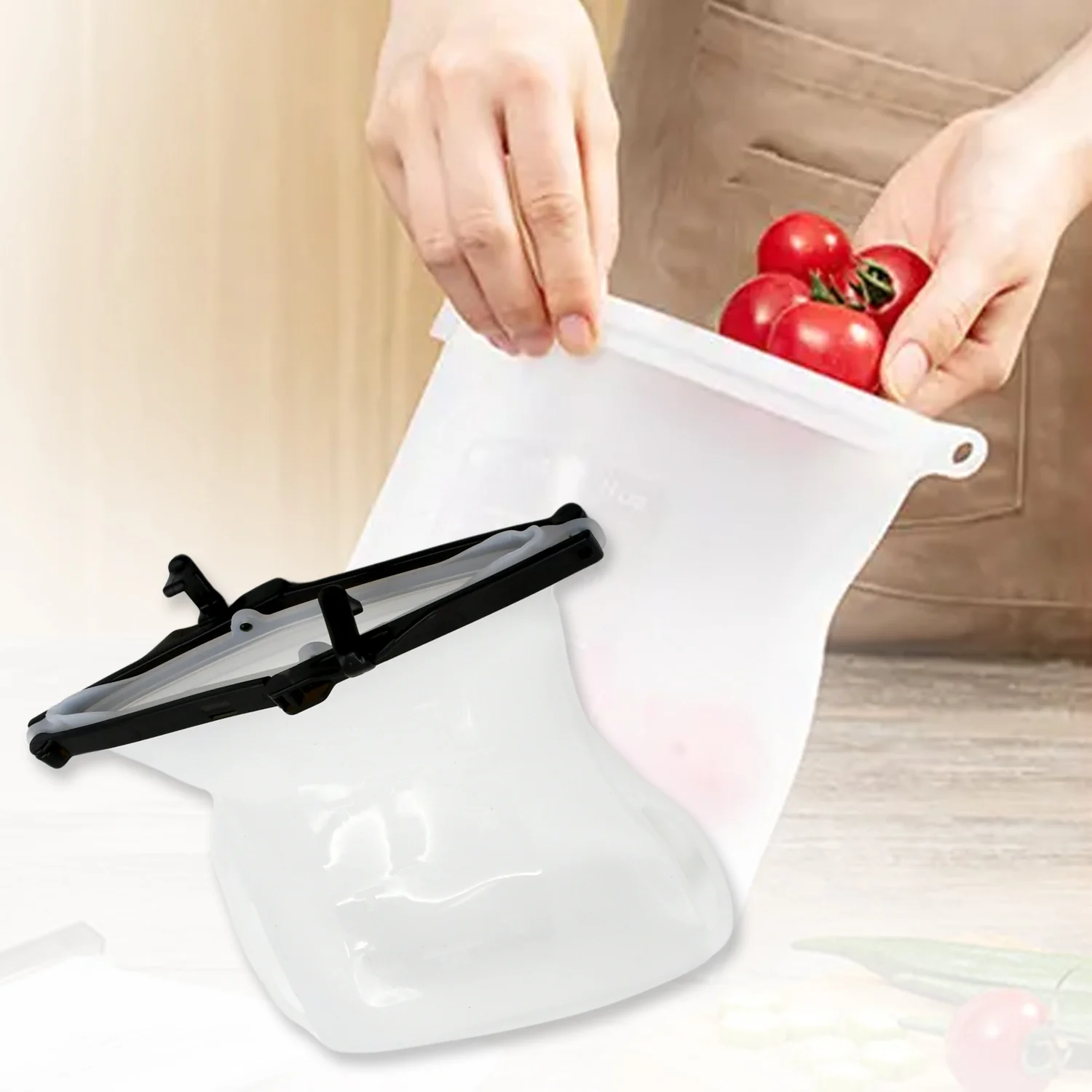 Silicone Food Bag – Leakproof, Flat Bottom, BPA-Free, Microwave & Dishwasher Safe - Image 4