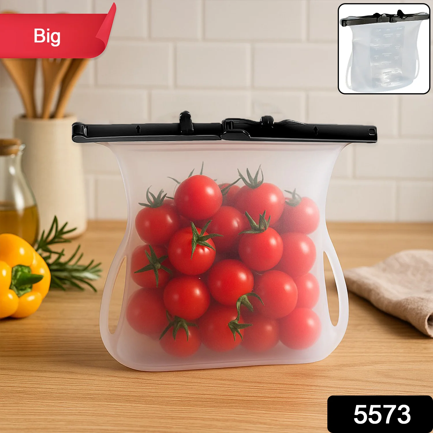 Reusable Silicone Food Storage Bag Leakproof Flat Bottom Freezer 1 Pc - Image 2