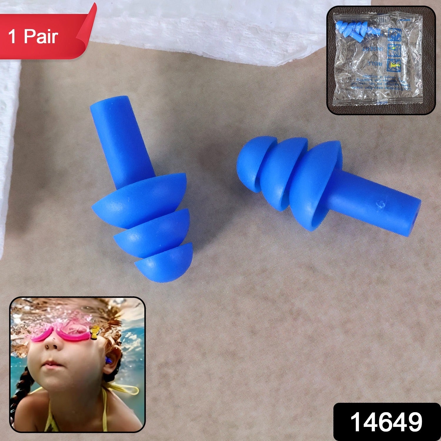 Reusable Silicone Swimming Ear Plugs - (Set) - Image 2