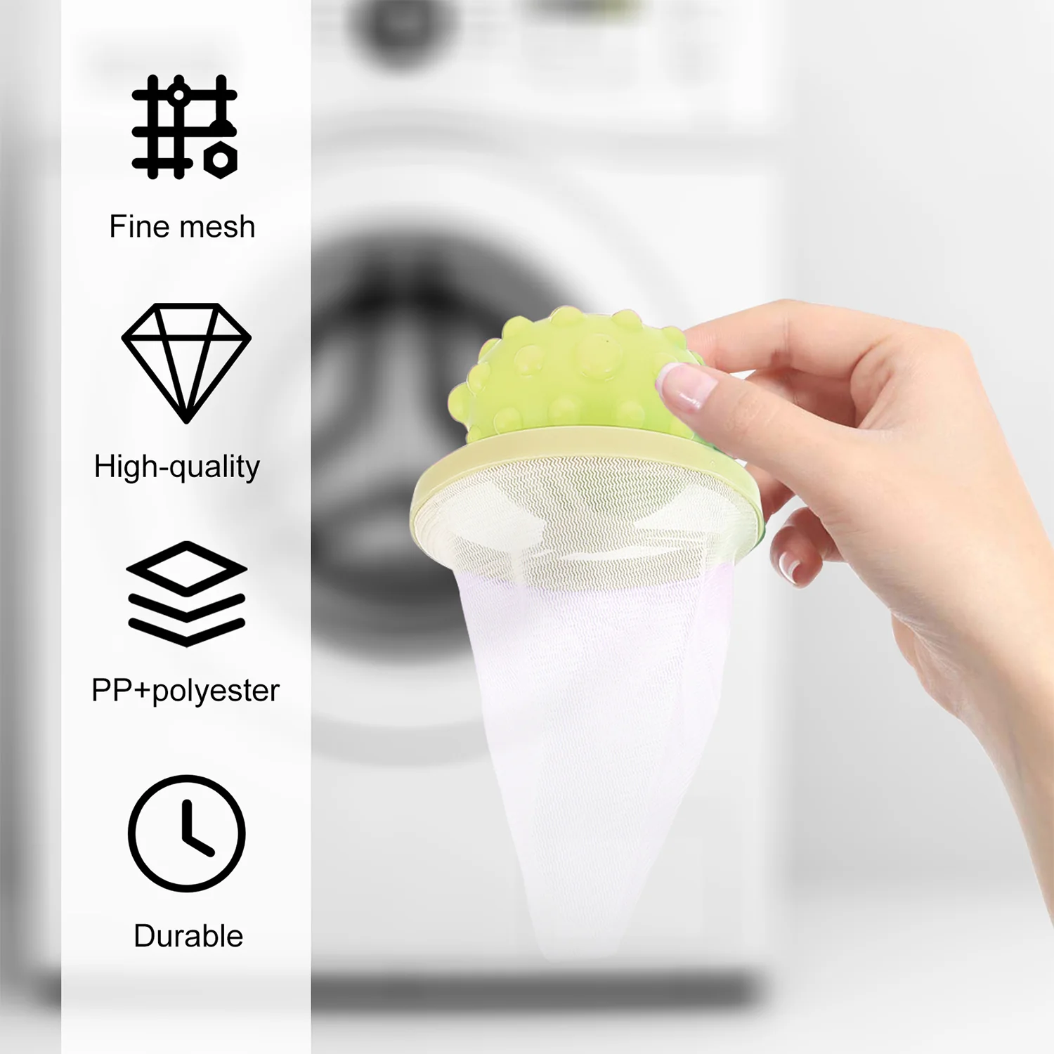 Reusable Washing Machine Floating Cylindrical Shape Lint Mesh Bag ( 1 Pc) - Image 3