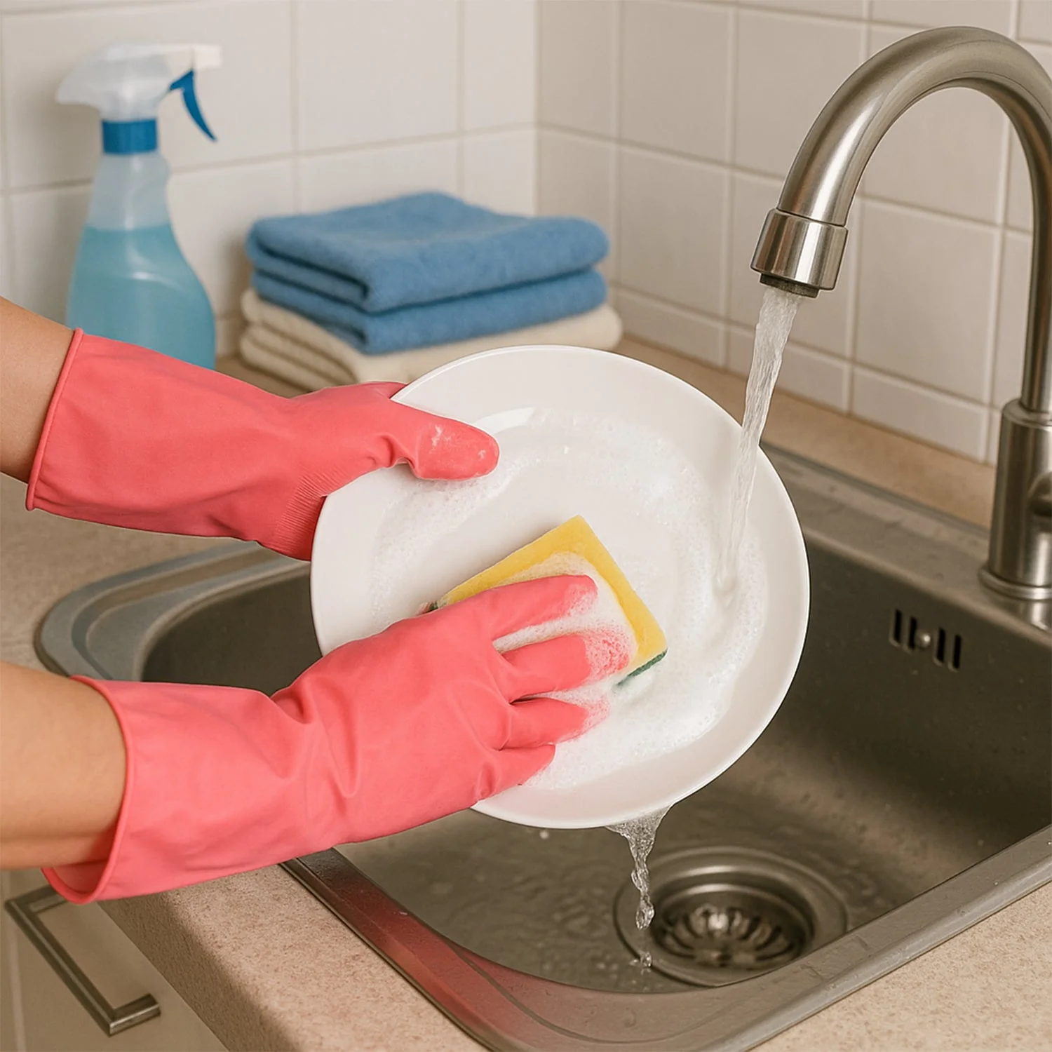 Reusable Waterproof Household Cleaning Gloves (45gm / 1 Pair) - Image 7
