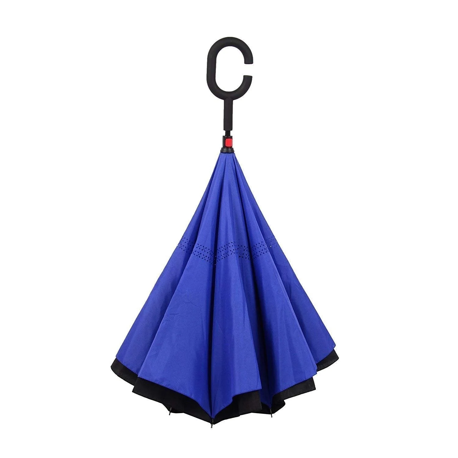 Plain design Windproof Upside Down Reverse Umbrella with C-Shaped Handle - Image 5